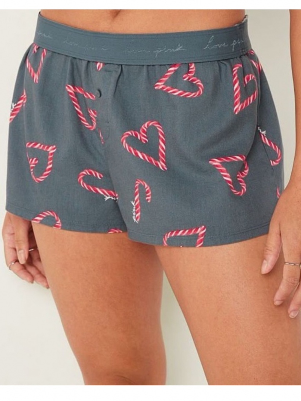 PINK Victoria’s Secret Candy Cane Heart Shorts/Boxers | Size Medium